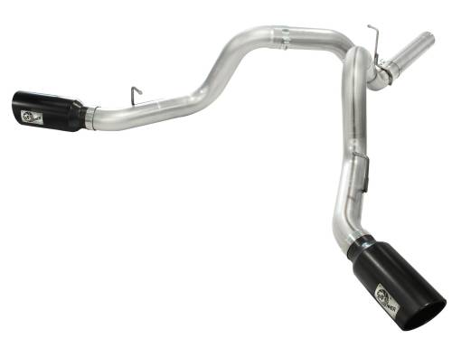 aFe Power - 49-44043-B | AFE Power Large Bore-HD 4 IN 409 Stainless Steel DPF-Back Exhaust System w/Black Tip (2011-2016 Silverado, Sierra 2500 HD, 3500 HD V8-6.6L td)