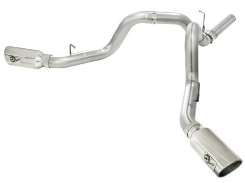 aFe Power - 49-44043-P | AFE Power Large Bore-HD 4 IN 409 Stainless Steel DPF-Back Exhaust System w/Polished Tip (2011-2016 Silverado, Sierra 2500 HD, 3500 HD V8-6.6L td)