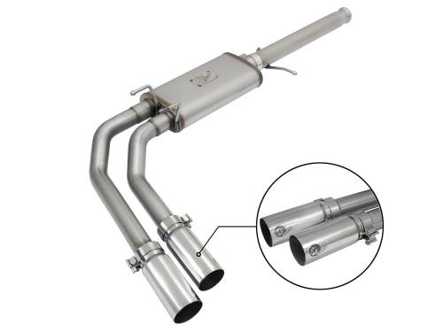 aFe Power - 49-44062-P | AFE Power Rebel Series 3 IN to 2-1/2 IN 409 Stainless Steel Cat-Back Exhaust w/ Polish Tip (2009-2019 Silverado, Sierra 1500 V6-4.3/V8-4.8/5.3L)