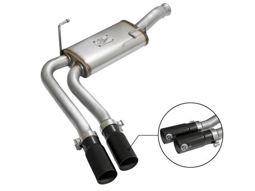 aFe Power - 49-44070-B | AFE Power Rebel Series 3 IN to 2-1/2 IN 409 Stainless Steel Cat-Back Exhaust w/Black Tip (2009-2019 Silverado, Sierra 1500 V6-4.3/V8-4.8/5.3L)