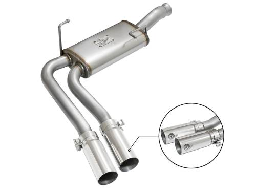 aFe Power - 49-44070-P | AFE Power Rebel Series 3 IN to 2-1/2 IN 409 Stainless Steel Cat-Back Exhaust w/ Polish Tip (2009-2019 Silverado, Sierra 1500 V6-4.3/V8-4.8/5.3L)