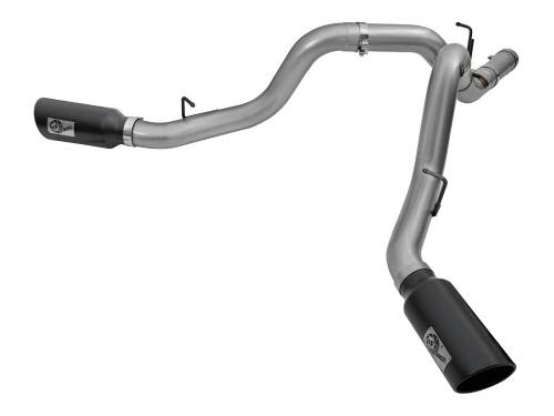 aFe Power - 49-44080-B | AFE Power Large Bore-HD 4 IN 409 Stainless Steel DPF-Back Exhaust System w/Black Tip (2016-2016 Silverado, Sierra 2500 HD, 3500 HD V8-6.6L td)