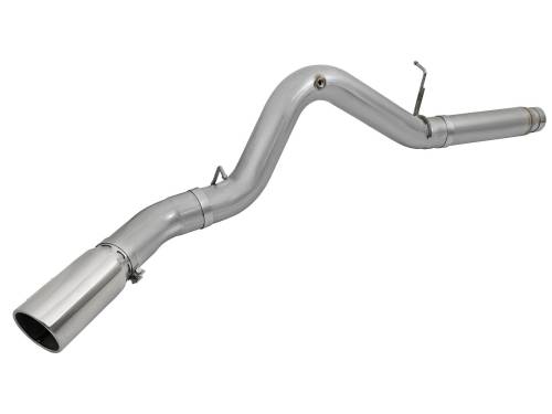 aFe Power - 49-44081-P | AFE Power Large Bore-HD 5 IN 409 Stainless Steel DPF-Back Exhaust System w/Polished Tip (2016-2016 Silverado, Sierra 2500 HD, 3500 HD V8-6.6L td)