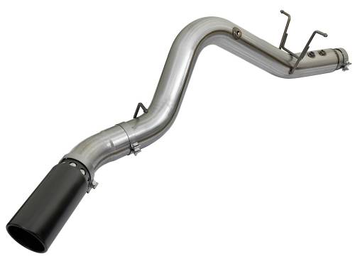 aFe Power - 49-44085-B | AFE Power Large Bore-HD 4 IN 409 Stainless Steel DPF-Back Exhaust System w/Black Tip (2017-2019 Silverado, Sierra 2500 HD, 3500 HD V8-6.6L td)