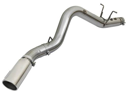 aFe Power - 49-44085-P | AFE Power Large Bore-HD 4 IN 409 Stainless Steel DPF-Back Exhaust System w/Polished Tip (2017-2019 Silverado, Sierra 2500 HD, 3500 HD V8-6.6L td)