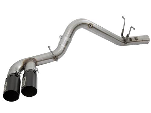 aFe Power - 49-44089-B | AFE Power Rebel XD Series 4 IN 409 Stainless Steel DPF-Back Exhaust w/Dual Black Tips (2017-2019 Silverado, Sierra 2500 HD, 3500 HD V8-6.6L td)