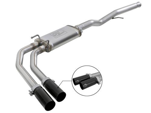 aFe Power - 49-44098-B | AFE Power Rebel Series 3 IN to 2-1/2 IN 409 Stainless Steel Cat-Back Exhaust w/ Black Tip (2009-2019 Silverado, Sierra 1500 V6-4.3/V8-4.8/5.3L)