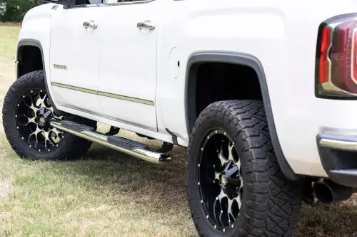 Rough Country - 21001S | Rough Country Oval Nerf Steps (2007-2018 Silverado, Sierra 1500 2WD/4WD | 2007-2019 Silverado, Sierra 2500 HD, 3500 HD 2WD/4WD | Crew Cab)