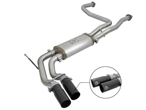 aFe Power - 49-46124-B | AFE Power Rebel Series 3 IN 409 Stainless Steel Cat-Back Exhaust System w/Black Tips (2004-2015 Titan V8-5.6L)