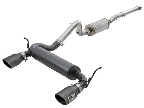 aFe Power - 49-48062-B | AFE Power Rebel Series 2-1/2 IN 409 Stainless Steel Cat-Back Exhaust System w/ Black Tips (2007-2018 Wrangler JK V6-3.6L/3.8L)