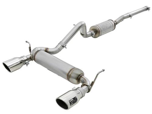 aFe Power - 49-48062-P | AFE Power Rebel Series 2-1/2 IN 409 Stainless Steel Cat-Back Exhaust w/ Polished Tips (2007-2018 Wrangler JK V6-3.6L/3.8L)