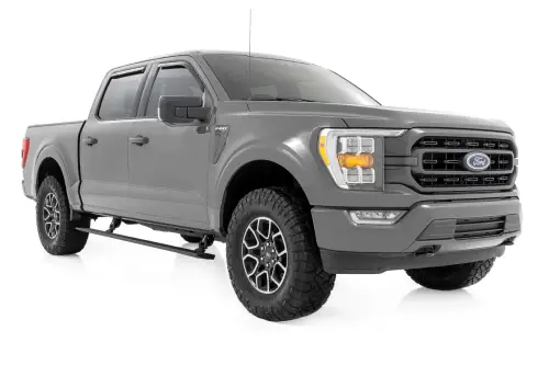 Rough Country - PSR71520 | Rough Country Power Retractable Running Boards With LED Lights (2015-2024 F150 2WD/4WD | 2017-2024 F250, F350 Super Duty 2WD/4WD | Crew Cab)