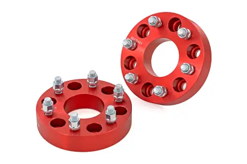 Rough Country - 1160RED | Rough Country 1.5 Inch Wheel Spacers For Chevrolet / GMC 1500 Trucks And SUVs | 6 x 5.5" Bolt Pattern, Red Finish