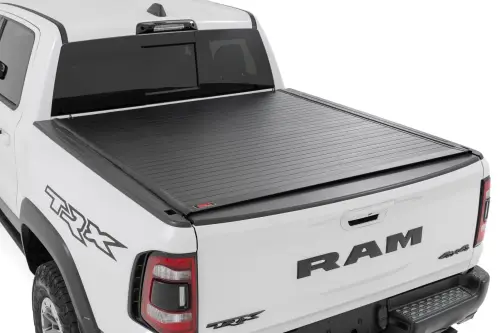 Rough Country - 50320550 | Rough Country Hard Roll Up Bed Cover For Ram 1500 (2019-2025) / 1500 TRX (2021-2024) | 5' 7" Bed