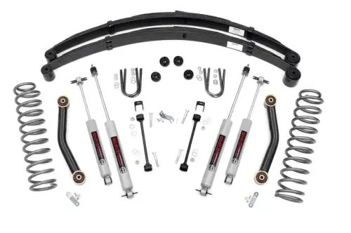 Rough Country - 633N2 | Rough Country 4.5 Inch Suspension Lift Kit with Premium N3 Shocks Rear Springs (1984-2001 Cherokee XJ 2WD/4WD)