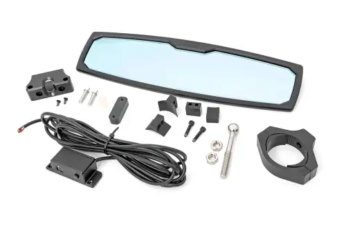 Rough Country - 99007A | Rough Country UTV Aluminum Rear View Mirror | With Dome Light, 12" Wide, 1.75-2" Mount