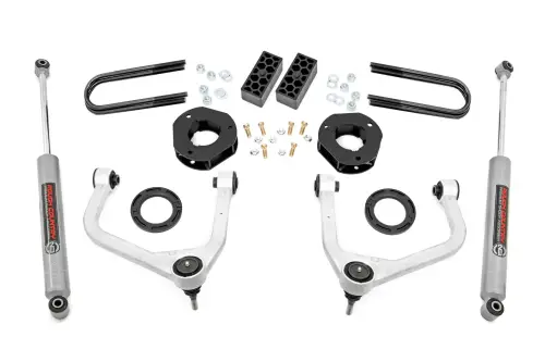 Rough Country - 110430 | Rough Country 3.5 Inch Lift Kit For Chevy Silverado 1500 (2025-2025) | Aluminum Finish, Strut Spacers With N3 Rear Shocks