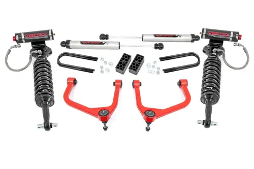 Rough Country - 110457RED | Rough Country 3.5 Inch Lift Kit For Chevy Silverado 1500 (2025-2025) | Red Finish, Vertex Coilovers With V2 Rear Shocks