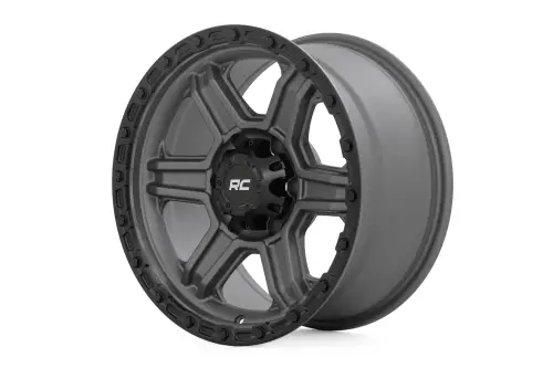 Rough Country - 79170912G | Rough Country 79 Series Wheel | One-Piece / Gunmetal Gray With Black Ring / 17x8.5 / 6x5.5 / 0mm