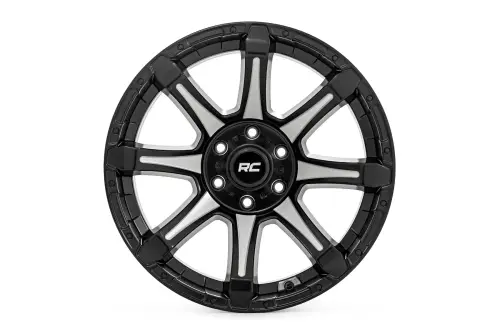 Rough Country - 81201812M | Rough Country 81 Series Wheel | One-Piece / Semi Gloss Black With Machined Spokes / 20x10 / 6x5.5 / -19mm