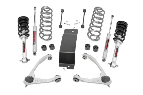 Rough Country - 19332 | Rough Country 3.5 Inch Suspension Lift Kit Forged UCAs For Chevrolet Suburban, Tahoe, Avalanche / GMC Yukon, Yukon XL (2007-2020) | Aluminum Finish, N3 Struts With N3 Rear Shocks