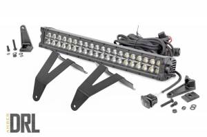 70779DRLA | Rough Country 20 Inch LED Light Bar & Bumper Kit For Ram 1500 | 2019-2023 | Black Series With Amber DRL