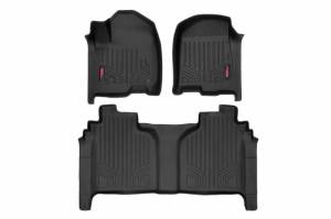 M-21612 | Rough Country Floor Mats Front & Rear For Crew Cab Chevrolet Silverado / GMC Sierra 1500/2500 HD/3500 HD | Front Row Bucket Seats