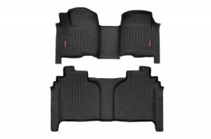 M-21613 | Rough Country Floor Mats Front & Rear For Crew Cab Chevrolet Silverado / GMC Sierra 1500/2500 HD/3500 HD | Front Row Bench Seats