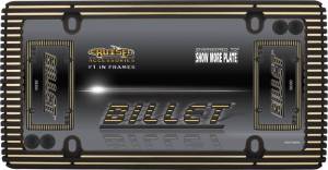 58300 | Cruiser Accessories Billet, Flat Black / Matte Gold with Fastener Caps License Plate Frame