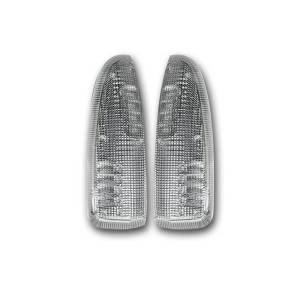 264120WHCL | Side Mirror Lenses (2-Piece Set) w/ WHITE LED Running Lights & Turn Signals – Clear Lens