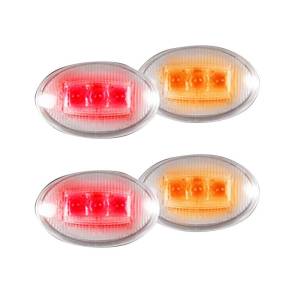 264132CL | Dually Fender Lenses (4-Piece Set) w/ 2 Red LED Lights & 2 Amber LED Lights – Clear Lens