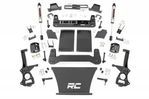 27570 | Rough Country 4 Inch Lift Kit Chevrolet Silverado / GMC Sierra 1500 | 2019-2023 | Gas Trailboss/AT4, Front Strut Spacers, Rear V2 Shocks