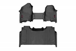 M-31420 | Rough Country Floor Mats Front & Rear For Ram 1500 2/4WD (2019-2023) 1500 TRX (2021-2023) | Front Bench Seat, Crew Cab, With Factory Under Seat Storage