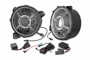 RCH5100 | Rough Country 9 Inch LED Projection Headlights For Jeep Gladiator JT / Wrangler 4xe / Wrangler JL, JL Unlimited | 2018-2023