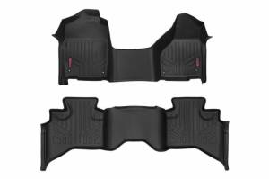 M-31312 | Rough Country Floor Mats Front & Rear For Ram 1500 (2012-2018) / 1500 Classic (2019-2023) | Quad Cab, Half Length Floor Console