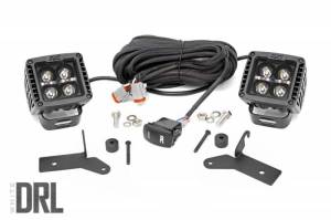 Rough Country - 70052DRL | Rough Country 2 Inch LED Light Cube & Lower Windshield Kit For Jeep Gladiator JT (2020-2022) / Wrangler 4xe (2021-2023) / Wrangler JL (2018-2023) | Black Series With White DRL - Image 1