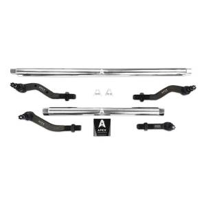 KIT125 | Apex Chassis Steering Kit 2.5 ton Tie Rod & Drag Link / DANA 30 / No Flip 4.5" Or Less For Jeep Wrangler / Gladiator (2018-2024) | Polished Aluminum