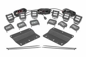 51085 | Rough Country Triple LED Fog Light Kit For Factory Modular Front Bumper Ford Bronco | 2021-2023 | Black Series With Spot Beam