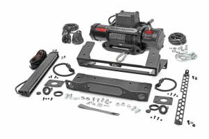 Rough Country - 51099 | Rough Country High Winch Mount For Factory Modular Bumper Ford Bronco 4WD | 2021-2023 | With PRO12000S Winch, Black Series With White DRL Light Bar - Image 1