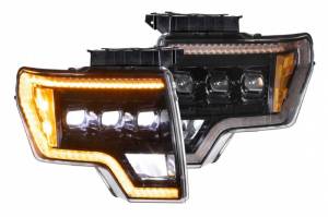 LF506-A-ASM | Morimoto XB LED Headlights With Amber Side Marker, Sequential Turn Signal, Amber DRL For Ford F-150 | 2009-2014 | Pair