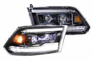 LF520-ASM | Morimoto XB LED Headlights With Amber Side Marker, Sequential Turn Signal, White DRL For Dodge Ram 1500 | 2009-2018 | Pair