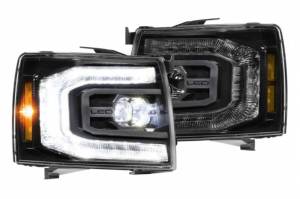 LF540.2-ASM | Morimoto XB LED Headlights With Amber Side Marker, Sequential Turn Signal, White DRL For Chevrolet Silverado | 2007-2013 | Pair