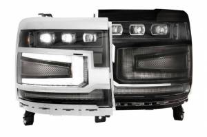 LF542-ASM | Morimoto XB LED Headlights With Amber Side Marker, Sequential Turn Signal, White DRL For Chevrolet Silverado 1500 | 2016-2018 | Pair, NO Grille Trim Bezels