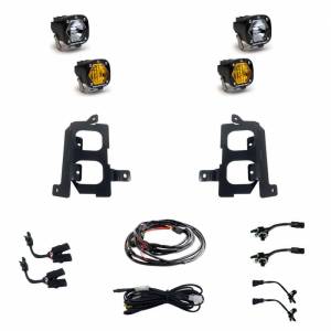 Baja Designs - 448084 | Baja Designs S1 Dual Pocket Kit Amber Fog Lights For GMC Sierra 1500 | 2019-2022 | Wide Cornering/Spot Light Pattern, Amber/Clear - Image 1