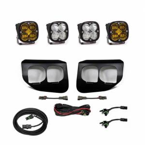 447739UP | Baja Designs Squadron SAE/Sport Pocket Kit Amber & Clear Fog Lights With Upfitter Connector For Ford F-250/F-350 Super Duty | 2020-2022