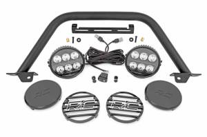 51113 | Rough Country OE Modular Bumper Safari Bar Kit For Ford Bronco | 2021-2023 | Pair Of 6 Inch Round Black Series With Amber DRL LED Lights