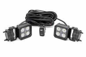Rough Country - 70802 | Rough Country 2 Inch Off-Road Use Square Flood White / Amber LED Light With Swivel Mount | Pair, Universal - Image 1