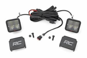 80903 | Rough Country 2 Inch Spectrum Series Off-Road Use Square Flood White LED Light | Pair, Universal