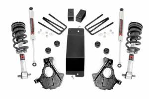 12140 | Rough Country 3.5 Inch Lift Kit With Rear Lift Blocks For Chevrolet Silverado / GMC Sierra 1500 | 2014-2018 | Front M1 Struts, Rear M1 Shocks, Factory Cast Aluminum/Stamp Steel Control Arms