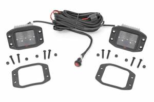 80803 | Rough Country 2 Inch Spectrum Series Off-Road Use Flush Mount Pods Flood White LED Light | Pair, Universal